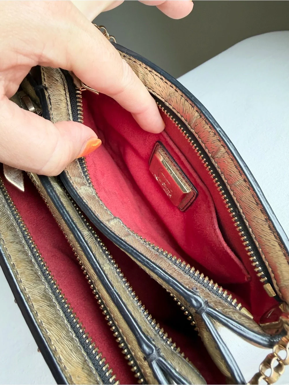 Christian Louboutin Metallic Gold Studded Crossbody